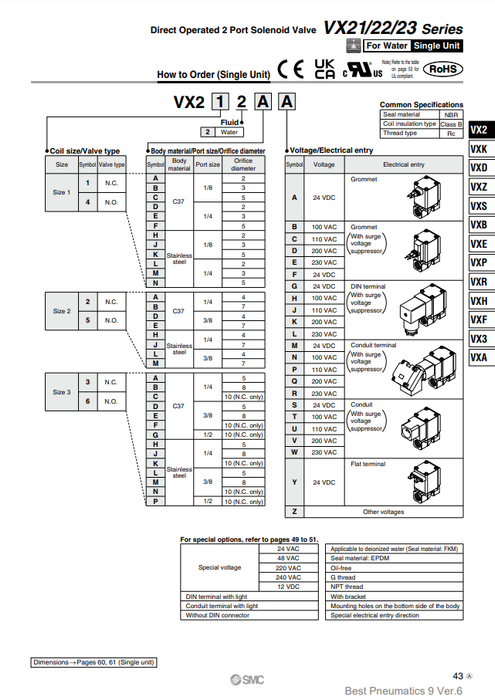[SMC Pneumatics]Solenoid Valve VX232MAXB