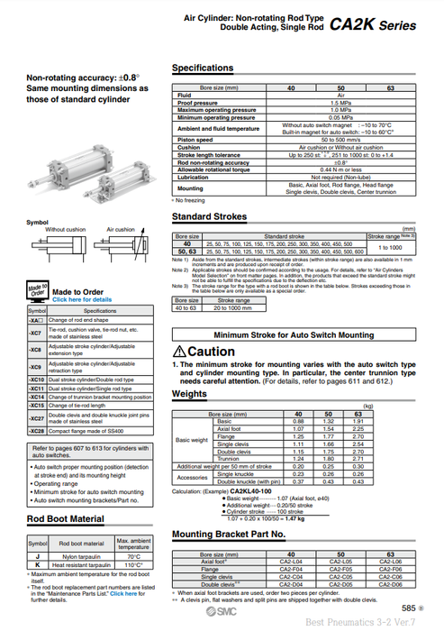 [SMC Pneumatics]Air Cylinder CA2KL63-300
