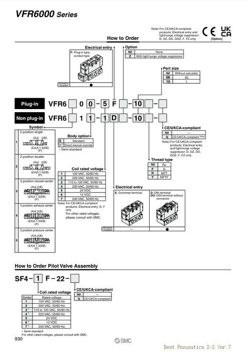 [SMC Pneumatics]Solenoid Valve VFR6110-5DZ-06F