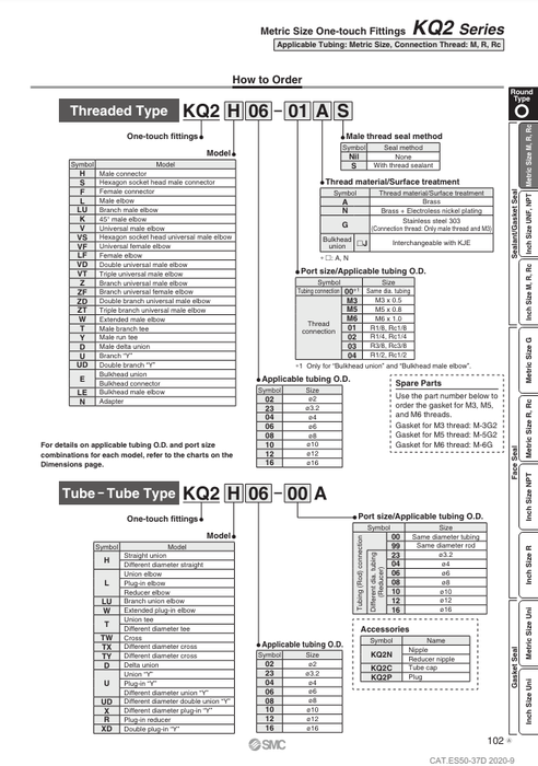 [SMC Pneumatics]One-touch Fitting KQ2TW06-00A