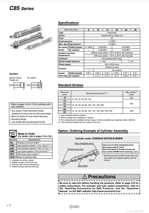 [SMC Pneumatics]Air Cylinder C85N20-50