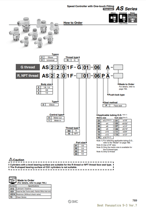 [SMC Pneumatics]Speed Controller AS4201F-G04-16A