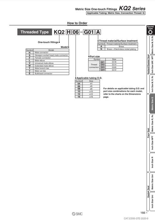 [SMC Pneumatics]One-touch Fitting KQ2H10-G02A