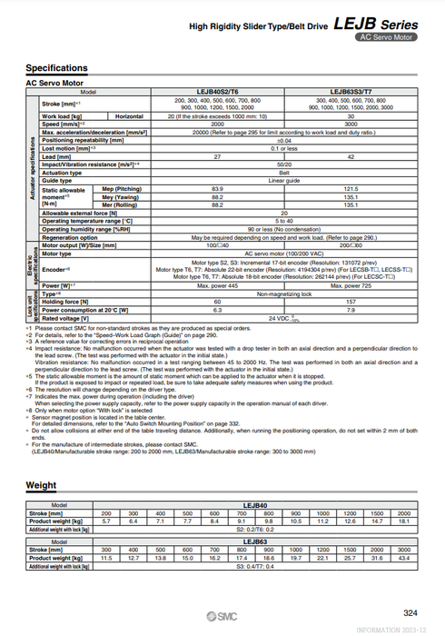 [SMC Pneumatics]Electric Actuator LEJB40S2T-300-SA