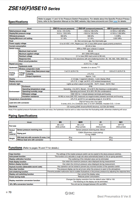 [SMC Pneumatics]Digital Pressure Switch ISE10-M5-A-GD
