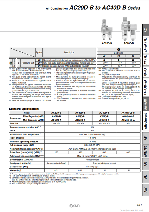 [SMC Pneumatics]Air Combination AC20D-02E1-B