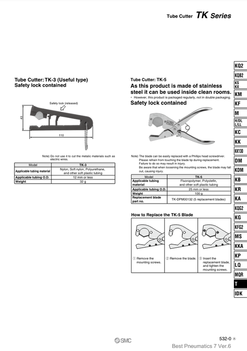 [SMC Pneumatics]Tube Cutter TK-6