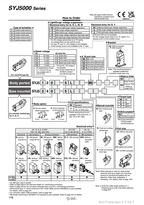 [SMC Pneumatics]Solenoid Valve SYJ5423-5LS-M5