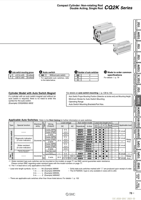 [SMC Pneumatics]Compact Cylinder CQ2KB25-15D
