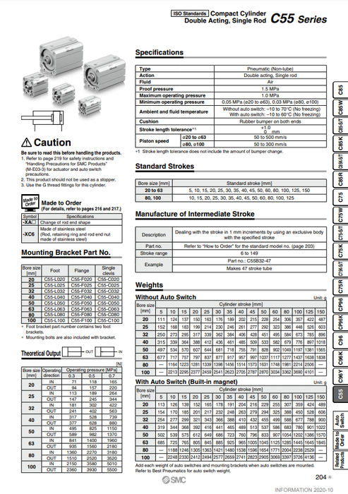 [SMC Pneumatics]Compact Cylinder CD55B25-30M