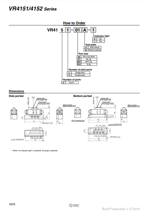 [SMC Pneumatics]Relay Valve VR4151-01A-1