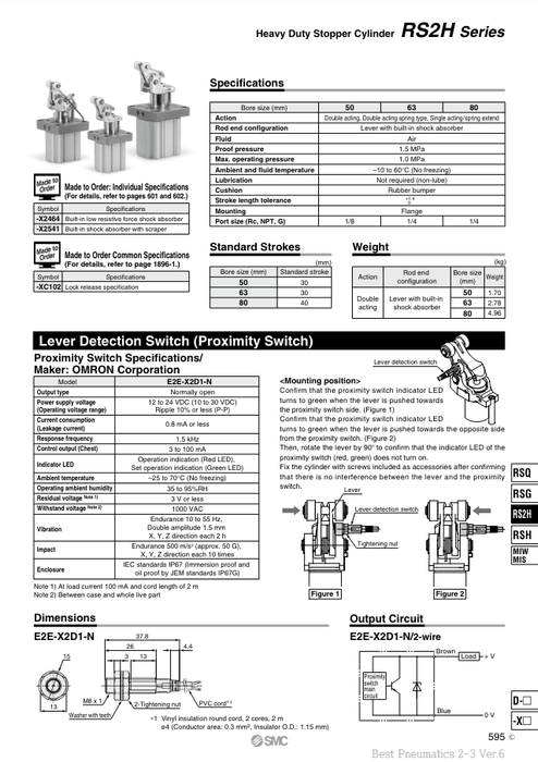 [SMC Pneumatics]Heavy Duty Stopper Cylinder RS2H50-30DM