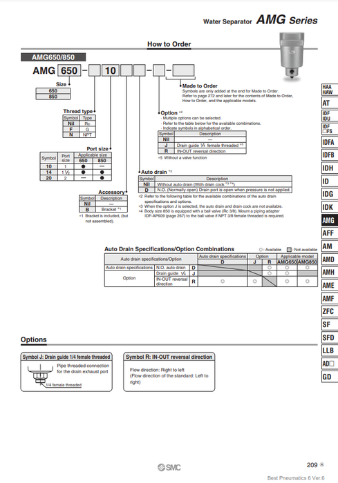 [SMC Pneumatics]Water Separator AMG850-20B