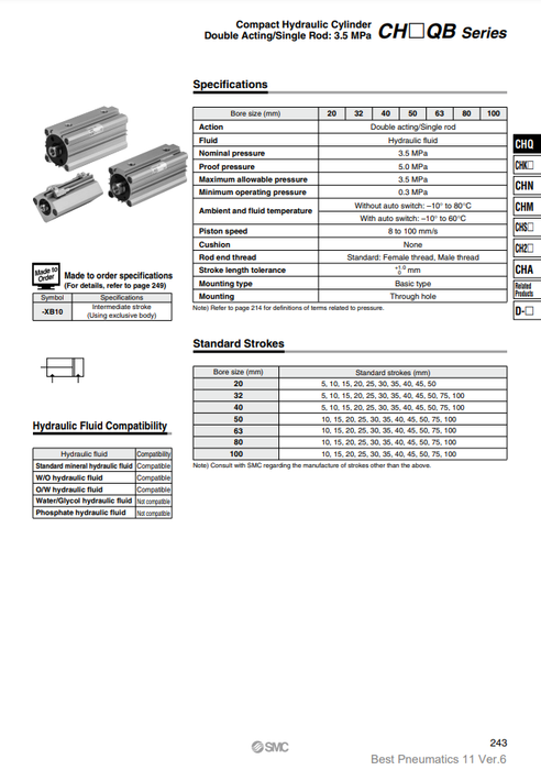[SMC Pneumatics]Hydraulic Cylinder CHDQB40-30D