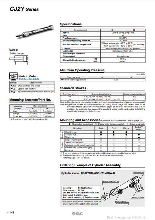 [SMC Pneumatics]Air Cylinder CDJ2YB16-15Z-B