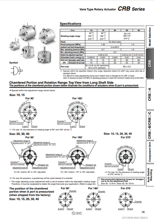 [SMC Pneumatics]Rotary Actuator CRBS30-180