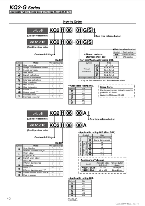 [SMC Pneumatics]One-touch Fittings KQ2H23-00A1