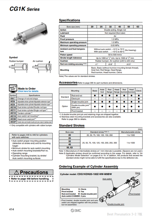 [SMC Pneumatics]Air Cylinder CG1KBN40-25Z