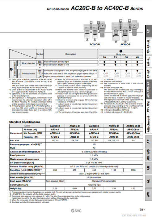 [SMC Pneumatics]Air Combination AC40C-04DG-V-8-B