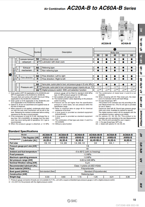 [SMC Pneumatics]Air Combination AC60A-10E1-B