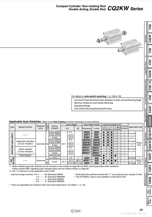 [SMC Pneumatics]Compact Cylinder CDQ2WA32-30DMZ