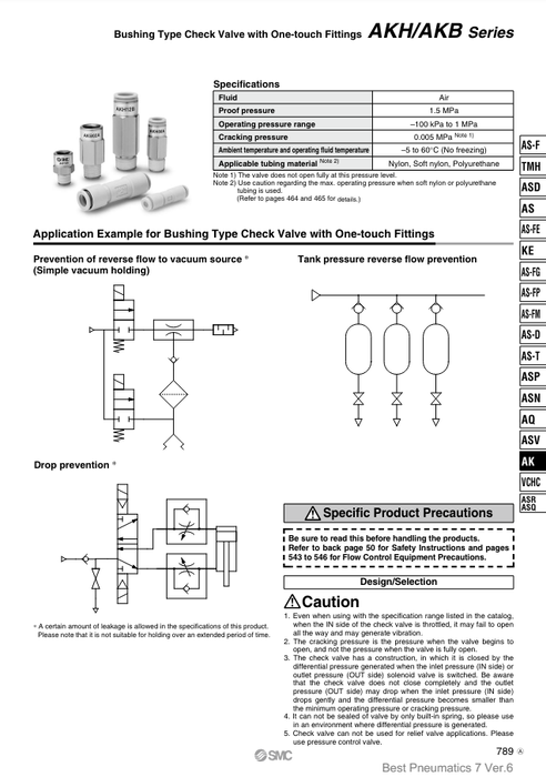 [SMC Pneumatics]Check Valve AKH08-00