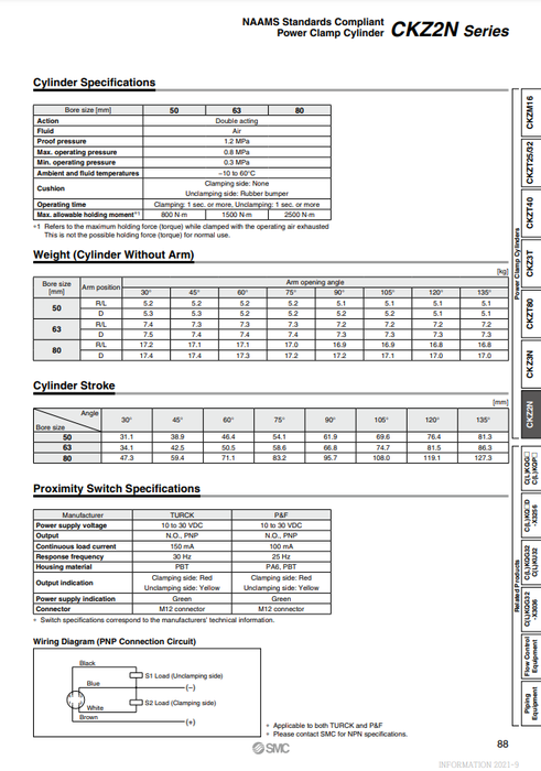 [SMC Pneumatics]Power Clamp Cylinder CKZ2N63-90DT