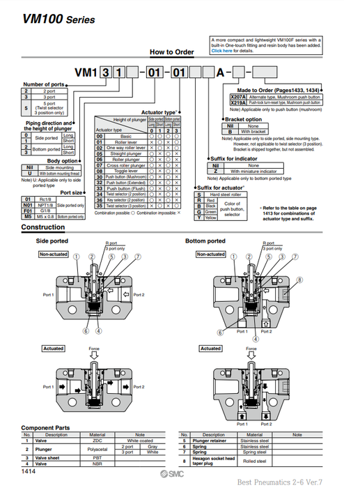 [SMC Pneumatics]Mechanical Valve VM120-01-06A