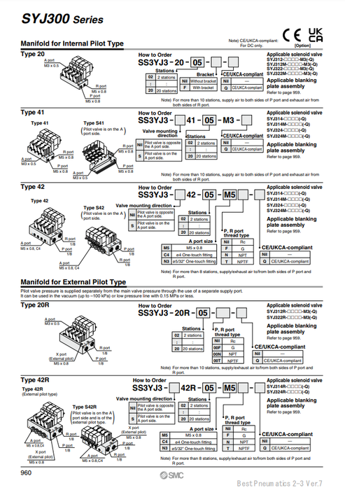 [SMC Pneumatics]Manifold SS3YJ3-42R-16-C4