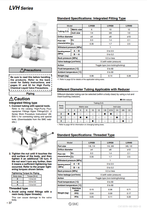 [SMC Pneumatics]High Purity Chemical Liquid Valve LVH20-02-B