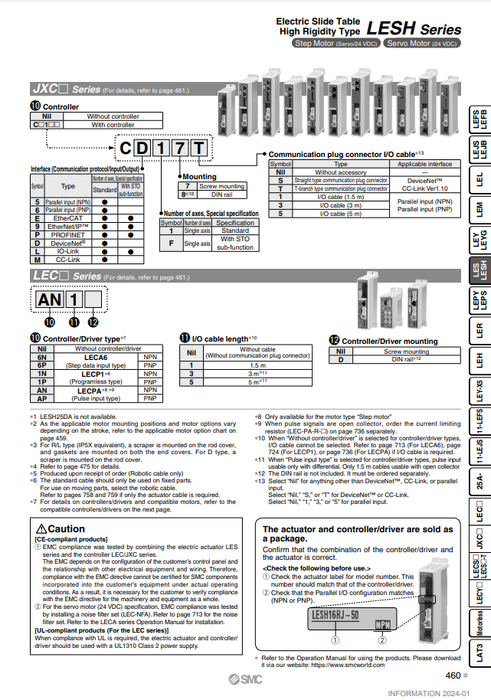 [SMC Pneumatics]Electric Slide Table LESH25RK-50-AN1D