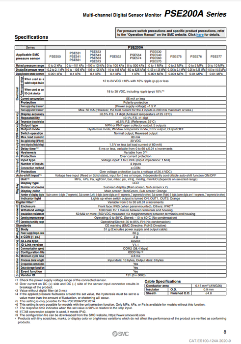 [SMC Pneumatics]Digital Sensor Monitor PSE200A-MA4CN