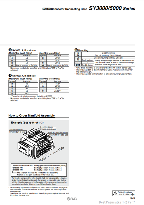 [SMC Pneumatics]Manifold SS5Y5-M10F1-04BS-C6