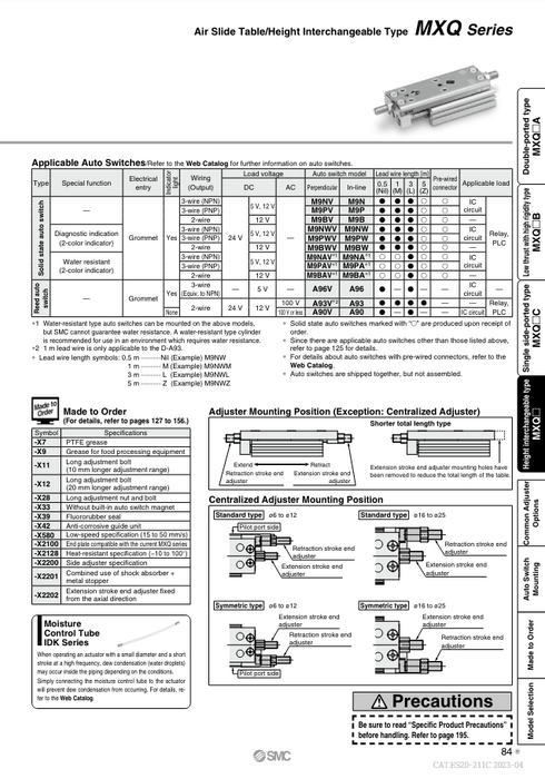 [SMC Pneumatics]Air Slide Table MXQ25-20ZA