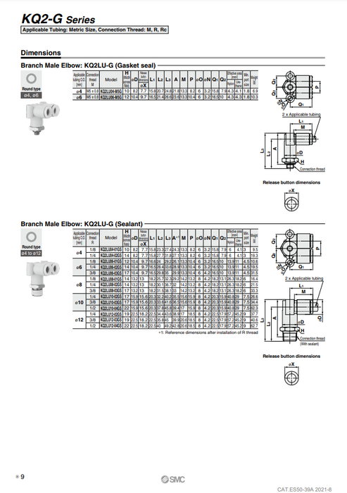 [SMC Pneumatics]One-touch Fittings KQ2LU10-02GS