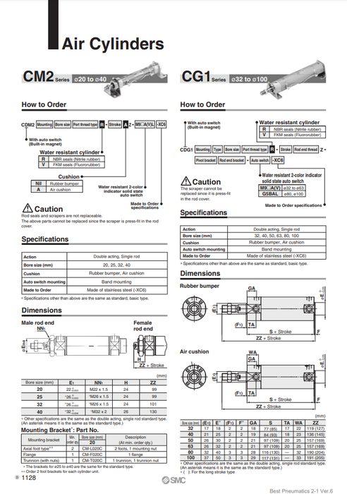 [SMC Pneumatics]Air Cylinder CM2L32V-130AZ