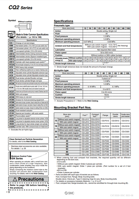 [SMC Pneumatics]Compact Cylinder CDQ2D12-10DMZ-W
