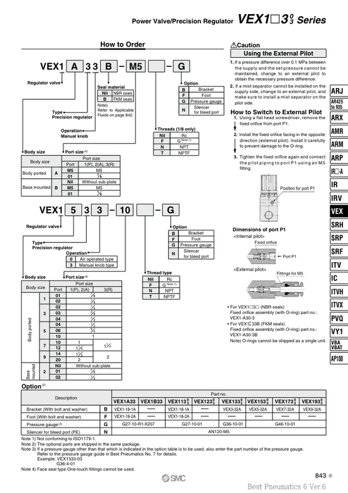 [SMC Pneumatics]Power Valve VEX1B33-M5