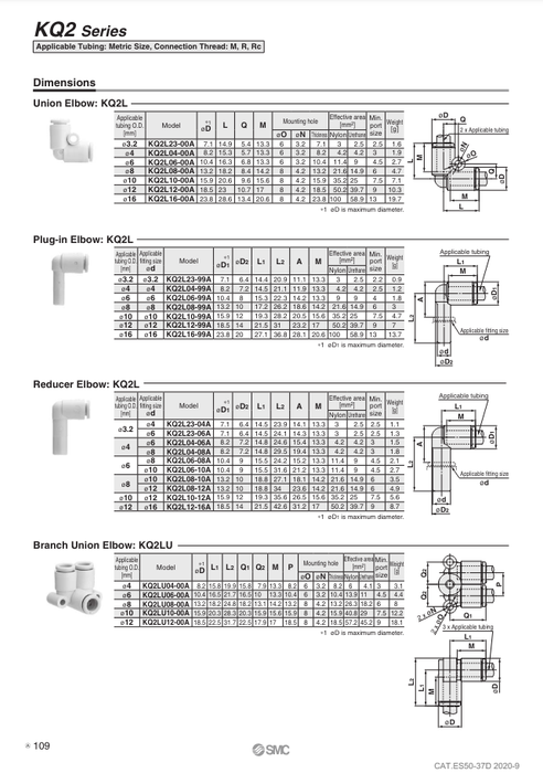 [SMC Pneumatics]One-touch Fitting KQ2L10-00A