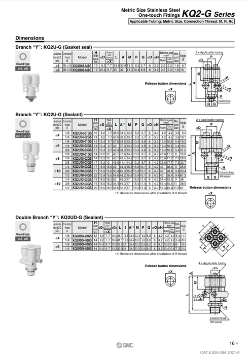 [SMC Pneumatics]One-touch Fitting KQ2U08-02GS