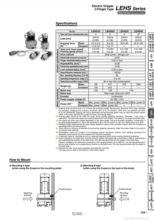 [SMC Pneumatics]Electric Gripper LEHS40K3-12-R81N1