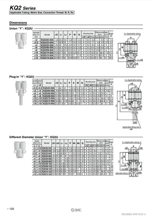 [SMC Pneumatics]One-touch Fitting KQ2U08-99A