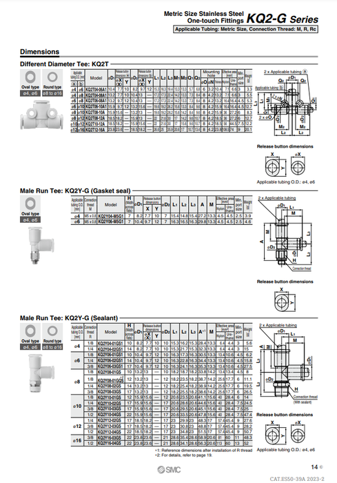 [SMC Pneumatics]One-touch Fittings KQ2Y08-02GS
