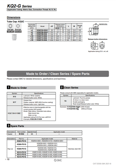 [SMC Pneumatics]One-touch Fittings Tube Cap KQ2C06-00A1
