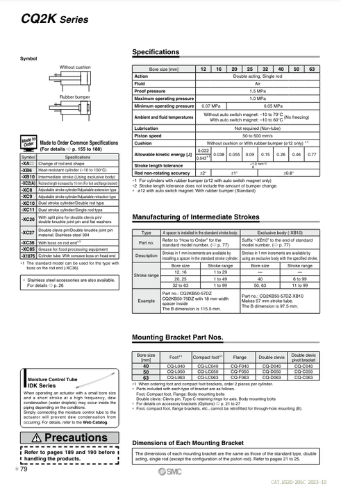 [SMC Pneumatics]Compact Cylinder CQ2KB25-15D