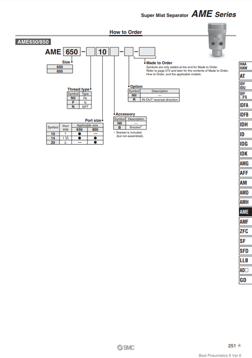 [SMC Pneumatics]Super Mist Separator AME250C-02B-H