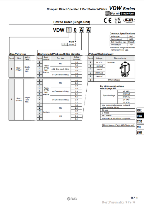 [SMC Pneumatics]Solenoid Valve VDW10FA