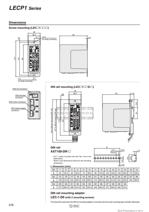 [SMC Pneumatics]DIN Rail AXT100-DR-3