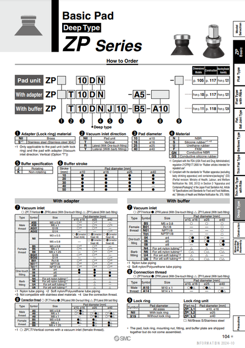 [SMC Pneumatics]Vacuum Pad ZPT10DGN-A5