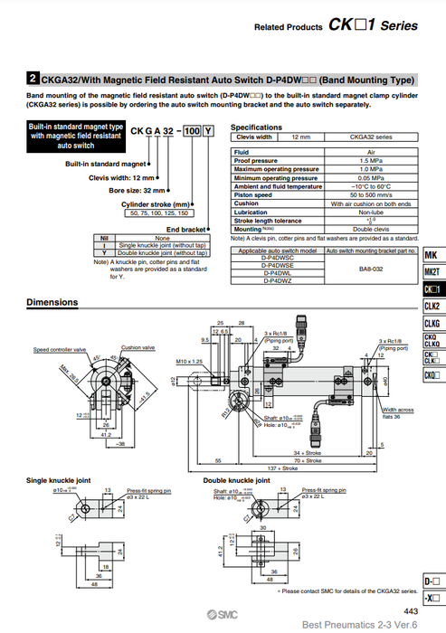 [SMC Pneumatics]Clamp Cylinder CKGA32-75Y